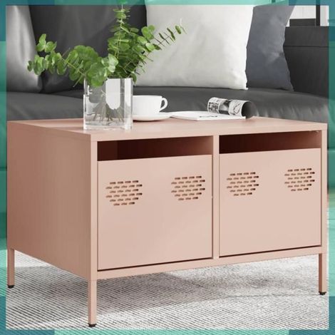 851239 Meuble TV rose 68x50x43,5 cm acier laminé à froid (1/5)