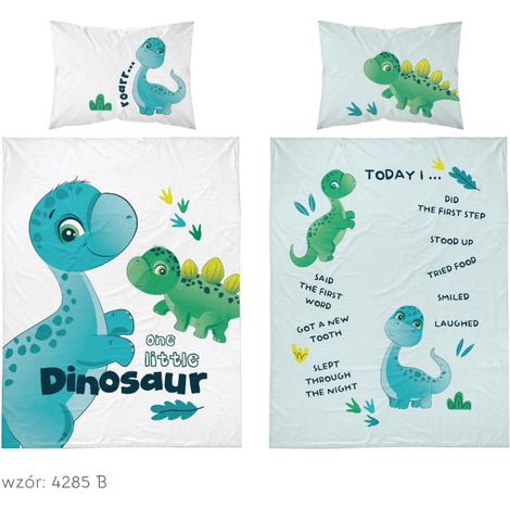 Parure de lit bébé 90x120 cm, motif dinosaure, en coton (1/5)