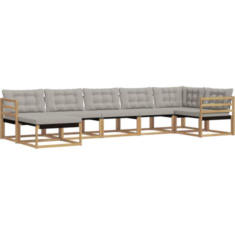 Outdoor Sofa Set 7 pcs White and Light Grey 404 x 166.5 x 73 cm vidaXL (1/5)