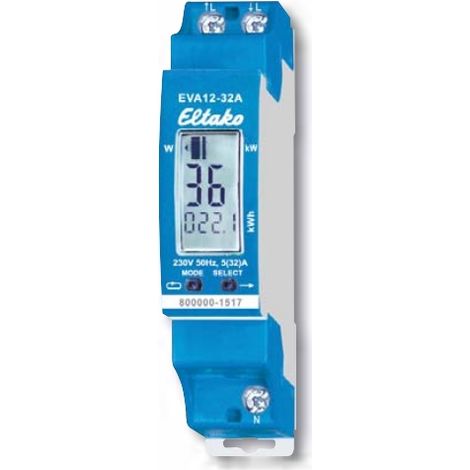 Eltako EVA12-32A Contador Eléctrico Azul 32A 230V LCD (1/3)
