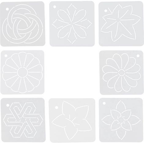 Kit de pochoirs à motifs floraux pour quilting, 8 pièces, gabarits de couture et accessoires de loisirs créatifs-11.70X11.70X0.10CM (1/3)