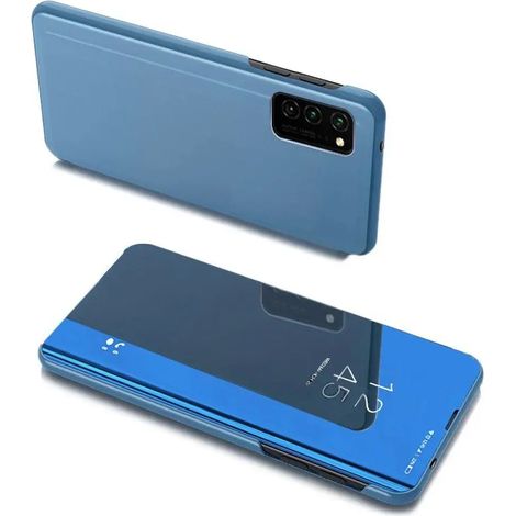 FUNDA TRANSPARENTE SAMSUNG A03S CON TAPA ABATIBLE AZUL + CRISTAL (1/5)
