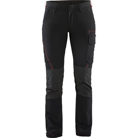 Pantalon de travail maintenance stretch 4D femme 7122 - Noir/Rouge L - FR(44) - SE(C42) - Courtes