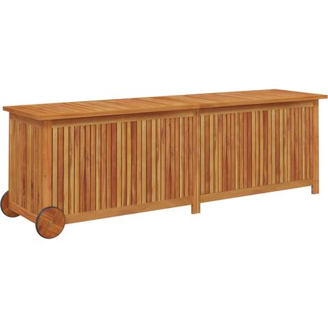 Cassetta portaoggetti per mobili da giardino con ruote 150 x 50 x 58 cm in legno di acacia 020013065