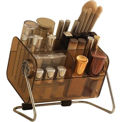 Aufbewahrungsbox für Kosmetikartikel, Aufbewahrung für Schreibwaren, Schminkkoffer, abnehmbarer Präsentationsständer für Lippenpinsel, Lidschatten und Schminkpinsel. (1/5)