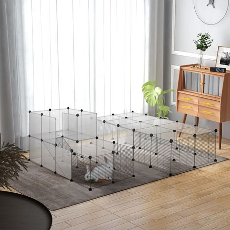 Lot de 2 enclos pour petits animaux design DIY cage modulable pour cochon d'Inde lapin chinchillas (1/5)