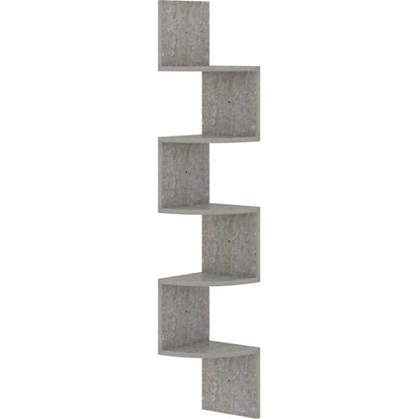 vidaXL Eckwandregal grau Beton 19x19x123cm Ingenieurholz