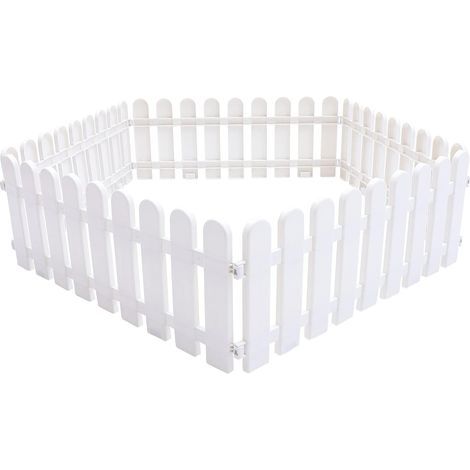 Bleosan – Lot de 5 clôtures à lattes décoratives en plastique – Bords blancs – Dimensions 50 x 20 cm – Résistantes aux intempéries – Montage facile