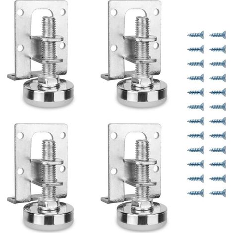 Set di 4 piedini regolabili in altezza per mobili, in acciaio, profilo quadrato: 40 x 50 mm, altezza regolabile da 11 a 27 mm, per comodini e scarpiere. (1/5)