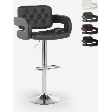 Sgabello bar girevole similpelle con braccioli stile poltroncina Darry - Grigio (1/5)