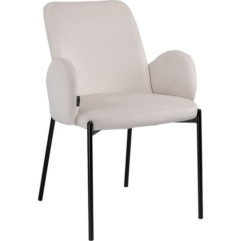 Silla GUSTO tapizada en terciopelo, color beige claro.
