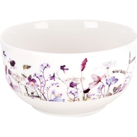 LOUKA PORZELLANSCHÜSSEL, WEISSE SALATSCHÜSSEL MIT BLUMEN, SUPPENSCHÜSSEL 12,5 CM
