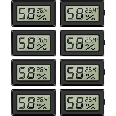 Pack de 8 Thermomètres Hygromètres Numériques, Capteur Température Humidité Intérieur pour Maison Bureau, Celsius (1/5)