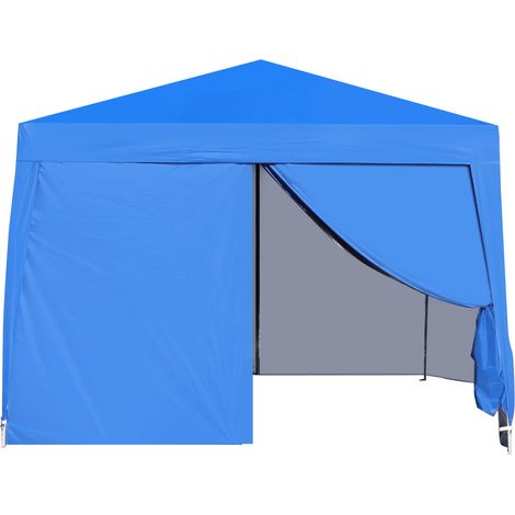 Barnum pliant 3 x 3 m imperméable avec 4 parois, 4 sacs de lestage, protection UV 50+, armature acier bleue, pour jardin, terrasse, fête et camping CHICFURN (1/5)