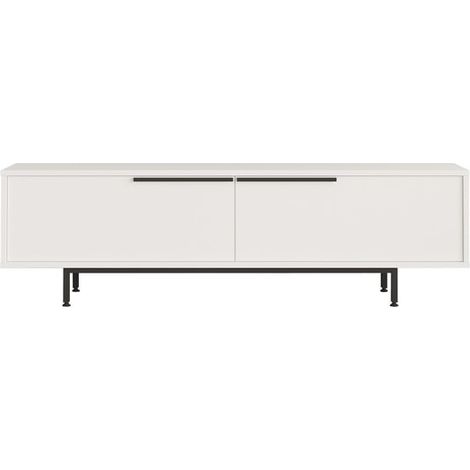 Meuble TV Myris avec portes et pieds en métal - Blanc (1/5)