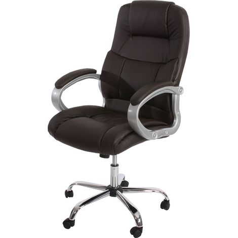 Fauteuil chaise de bureau exécutif sur roulette XXL pivotante synthétique marron 040001905 (1/5)
