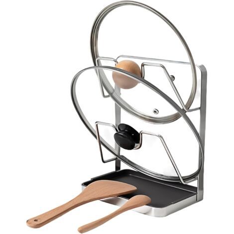 Étagère de rangement multifonctionnelle en acier inoxydable pour cuisine, argentée (1/5)