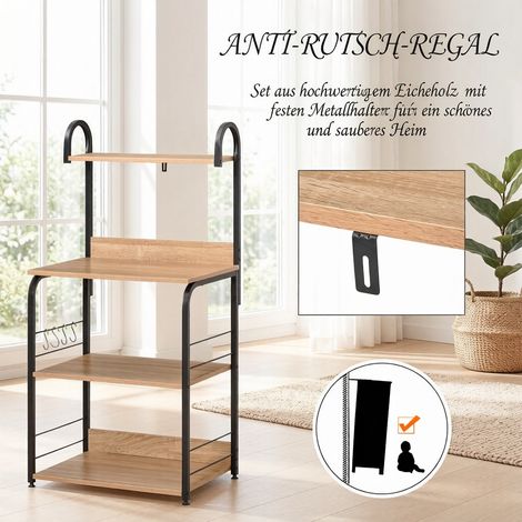 Étagère de cuisine polyvalente avec crochets et plusieurs niveaux de rangement, étagère autoportante pratique, étagère de rangement moderne (étagère de rangement uniquement) (1/5)