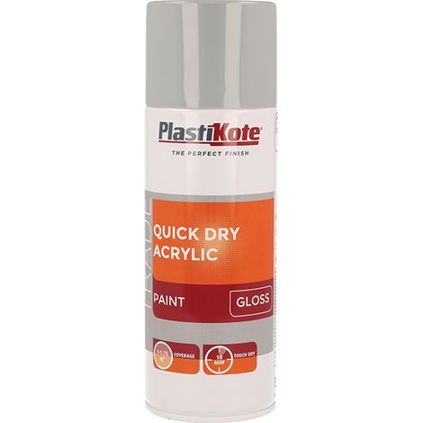 Plasti-Kote Trade Quick Dry Acrylic Spray Paint in Gloss Grey, 400ml (Model PKT71012)