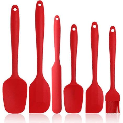Ensemble de spatules en silicone - spatules vertes antiadhésives en caoutchouc, 6 pièces, avec noyau en acier inoxydable - résistantes à la chaleur (1/4)