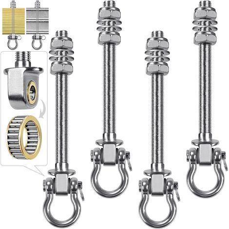 4pcs Boulons de Suspension 22.5cm Hamac Suspension pour Balançoire Kit Palier de Montage Pivotant pour Chaise d'intérieur/d'extérieur, Corde de Yoga, Sac de Frappe, Sac de Sable, 1500lbs