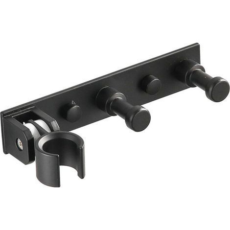 Universel Support Douchette avec 2 Crochet, Support Douche Mural en Alliage D'aluminium Réglable, Fixation Pommeau de Douche Auto-Adhesif Porte Pomme de Douche pour Tuyau de Douche (1/5)