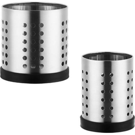 Boîte de Rangement pour Baguettes Support de Rangement pour Vaisselle, Lot de 2, Acier Inoxydable, Argenté (1/5)