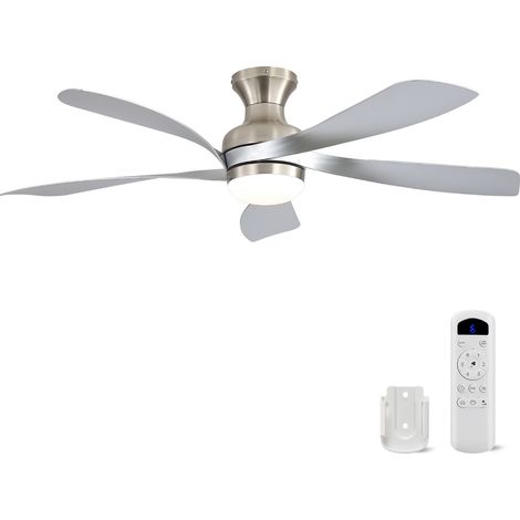 Ventilateur de Plafond 132 cm avec Lampe LED Dimmable et Télécommande - 5 Pales Moteur DC Silencieux Réversible Été Hiver - Plafonnier Ventilateur pour Plafond Bas (1/5)