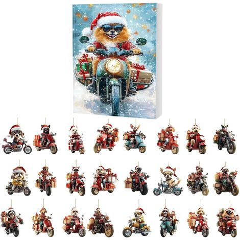 2025 Calendrier De L Avent Pour Chien De Noël 24 Jours Décorations Calendrier De Compte A Rebours Ornements Chien Pour Maison Voiture Fenêtre Porte Adultes (1/5)