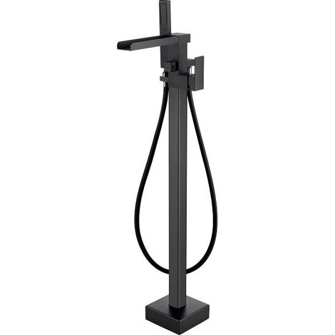Robinet mitigeur baignoire cascade TANO sur pied noir mat (1/3)