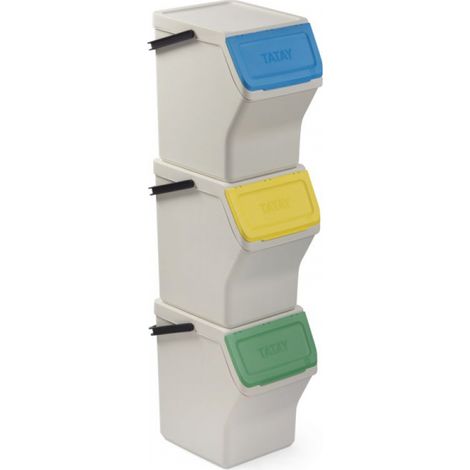 Set 3 cubos reciclaje modular 20L blanco 1105701 TATAY (1/4)