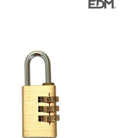 Lucchetto combinazione edm ottone dorato 21 mm 3 cifre