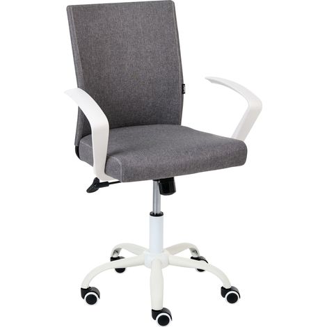 Office Chair Dark Grey Fabric Upholstery Iron Legs Adjustable Height and Backrest Swivel Home Office MODRA