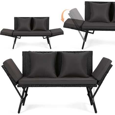 TolleTour Gartenbank Farbwahl 3-Sitzer Polyrattan Rattanmöbel Garnitur Möbel Rattanlounge Grau