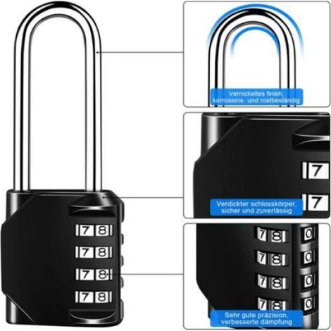 Cadenas À Combinaison - Alliage De Zinc - Manille En Acier Trempé - Noir - 1 Pièce (1/4)