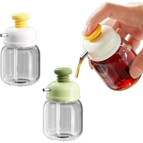 2 mini bottiglie di vetro da riempire (100 ml) Bottiglie monodose compatte per olio da insalata, salsa di soia, aceto, miele Aiuto in cucina (1/4)