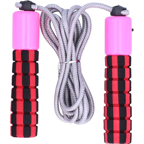 Corde à sauter unisexe avec compteur électronique ajustable, pour exercice, rouge (1/5)