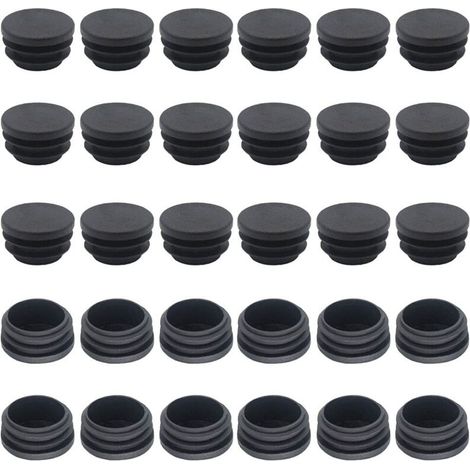 [NON UTILIZZATO] 50 tappi terminali rotondi in plastica per tubi in acciaio, tavoli, sedie, mobili, bastoni, staffe metalliche, neri, 25 mm