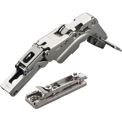 2 x Salice Topfband 155° Serie 200 Bohrbild T52 Eckanschlag inkl. Linear-Montageplatte Höhe 3 mm mit vormontierten Euroschrauben und Exzenterverstellung Schrankscharnier von SOTECH (1/4)