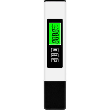 Medidor de calidad del agua 3 en 1, analizador de calidad del agua (TDS/EC/temperatura), función de retención de datos, pantalla retroiluminada, color blanco. (1/5)