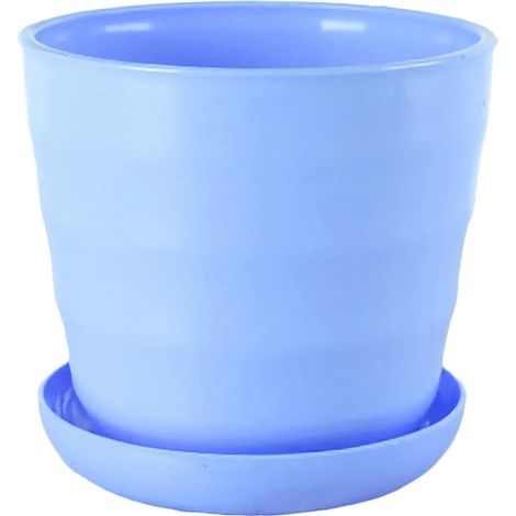 Vaso in resina plastica per piante grasse - Azzurro cielo con vassoio - Misura speciale-Crezuo
