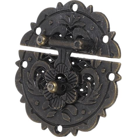 Loquet rond vintage en alliage de zinc doré pour boîte bois (1/5)