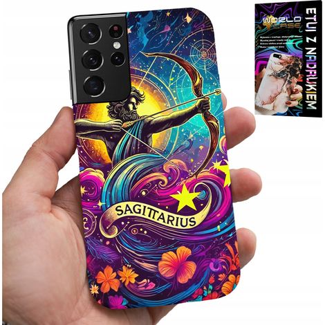 Custodia per Samsung Galaxy S21 Ultra - segno zodiacale, Sagittario, retro con astronomia (1/5)