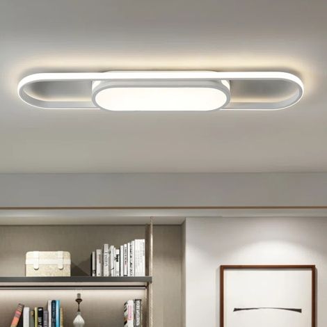 70cm Linear LED Flush Mount Ceiling Lamp, White Ultra-Thin Ceiling Light for Bedroom, Kitchen & Hallway (1/5)