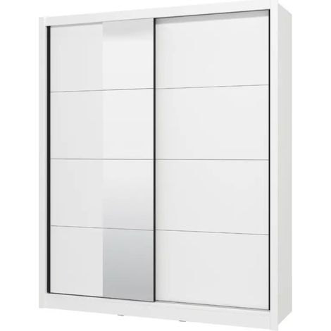 armadio 2 ante scorrevoli bellahome "alba" con specchio bianco 180x59,8x215,5 cm