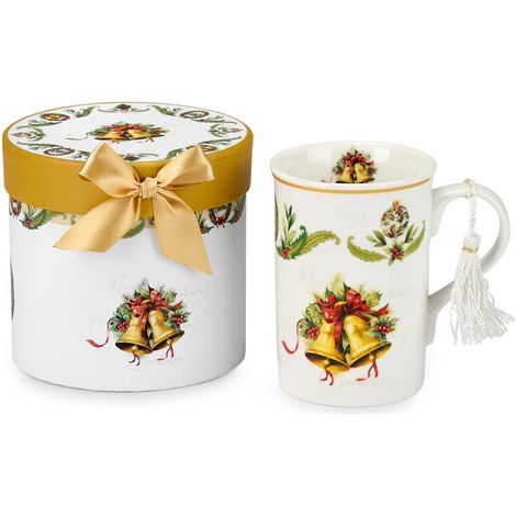 Fade Bells mug porcellana bianca Xmas natalizio 12x11 cm