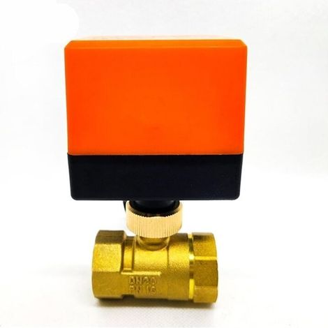Vanne à boisseau sphérique électrique en laiton, électrovanne de chauffage par le sol à deux voies pour climatisation, adaptée pour DN20, AC220V trois fils deux commandes 4N (1/4)
