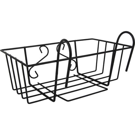 Support suspendu rectangulaire pour pots de fleurs, noir, 34,8 x 19,5 x 12 cm. Référence fournisseur : 350D Cadre rectangulaire. (1/5)