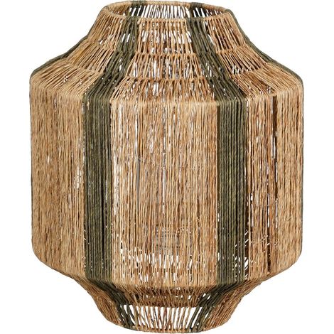 Lanterne Décorative en Jute Marron Foncé avec Support en Verre pour Bougie 30 x 36 cm - PANGIVO (1/5)