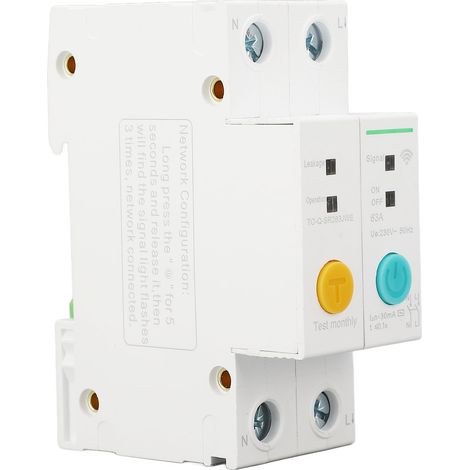 TONGOU 230V Smart Wi-Fi Miniatur-Leistungsschalter 32A 2P mit Erdschlussstromschutz (30mA) (1/5)